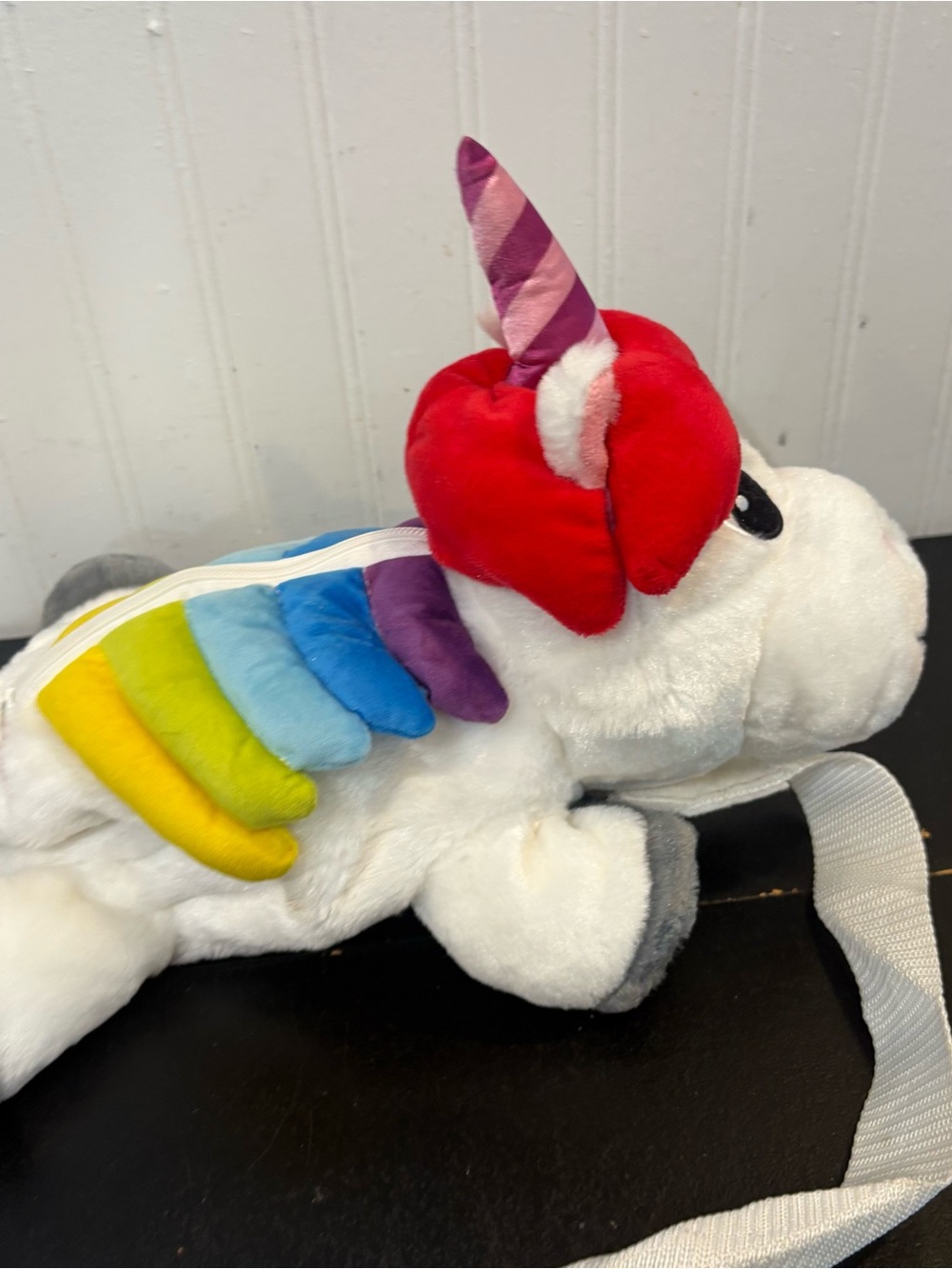 Disney Parks Store Inside Out Rainbow Unicorn Plush Backpack 15" sling Bag Purse